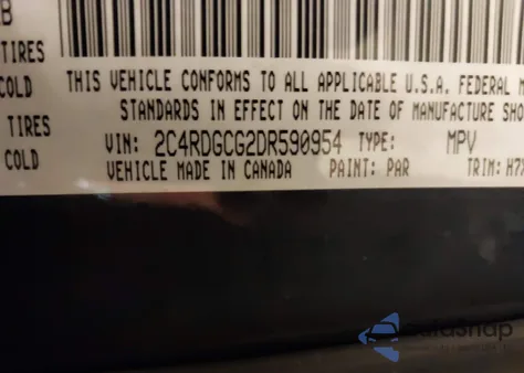 2013 Dodge Grand Caravan Sxt z USA, uszkodzony, nr VIN 2C4RDGCG2DR590954